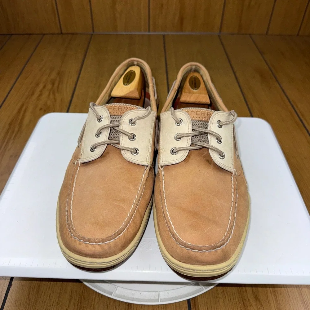 Sperry Top-Sider Billfish Tan Beige Leather Mesh Boat Shoes Mens 14M 0799023